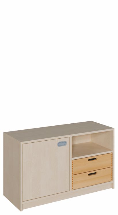 K Schrank 60 x 102 cm, Tür re./li./2 Massivholzschübe